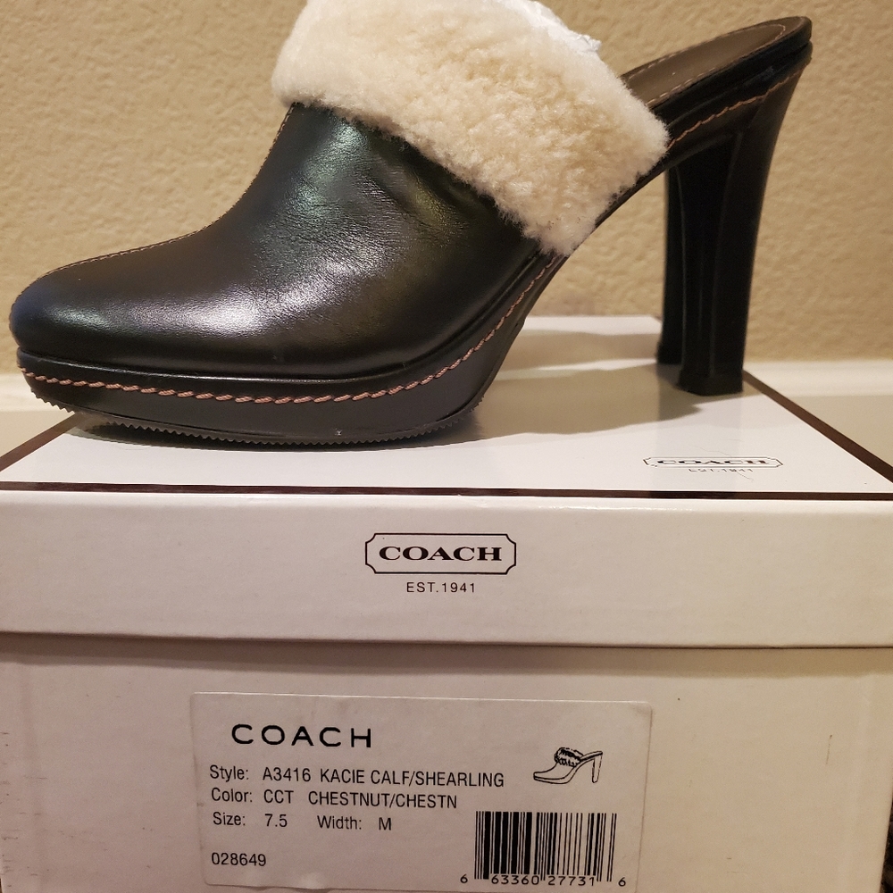 COACH SHEARLING MULES